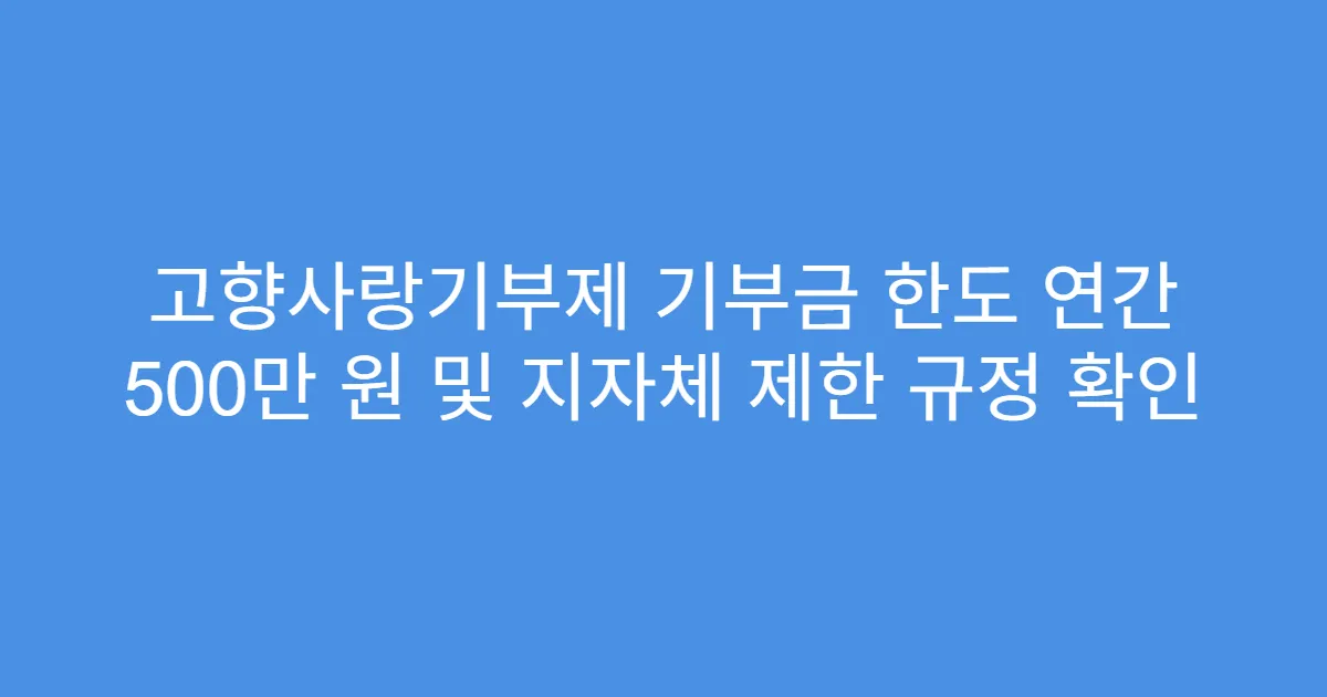 고향사랑기부제 기부금 한도 연간 500만 원 및 지자체 제한 규정 확인