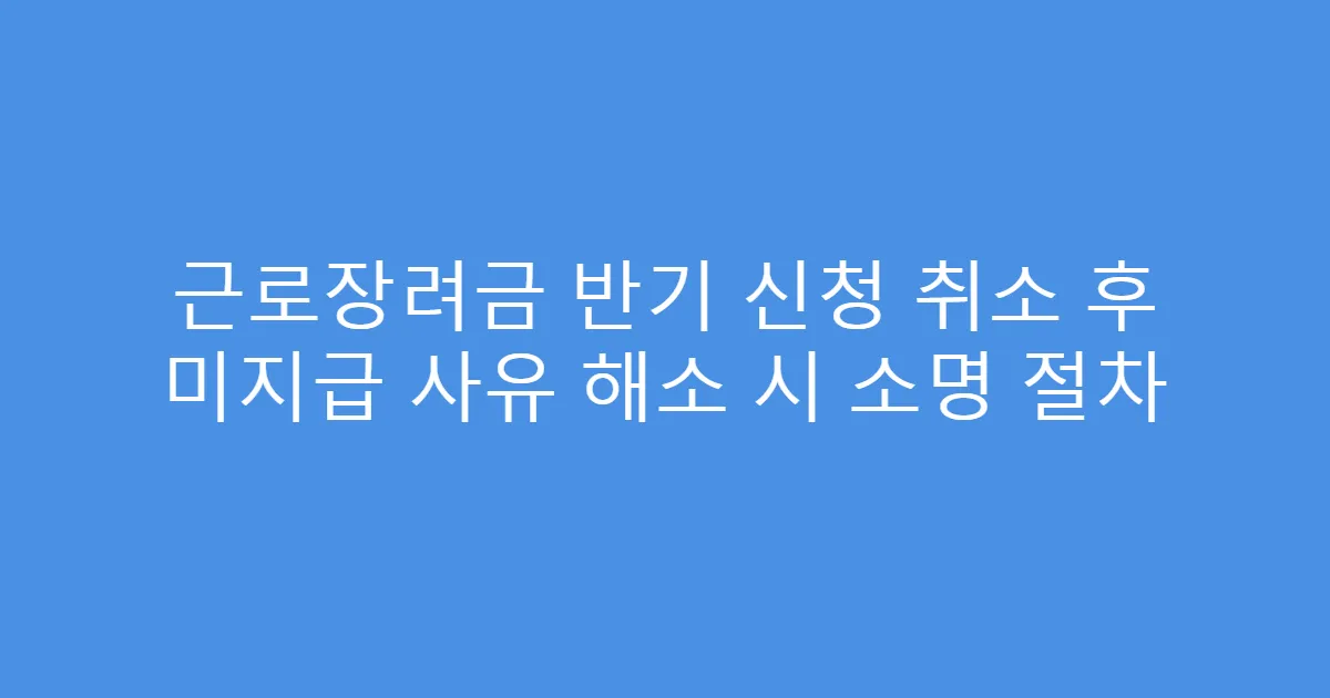 근로장려금 반기 신청 취소 후 미지급 사유 해소 시 소명 절차