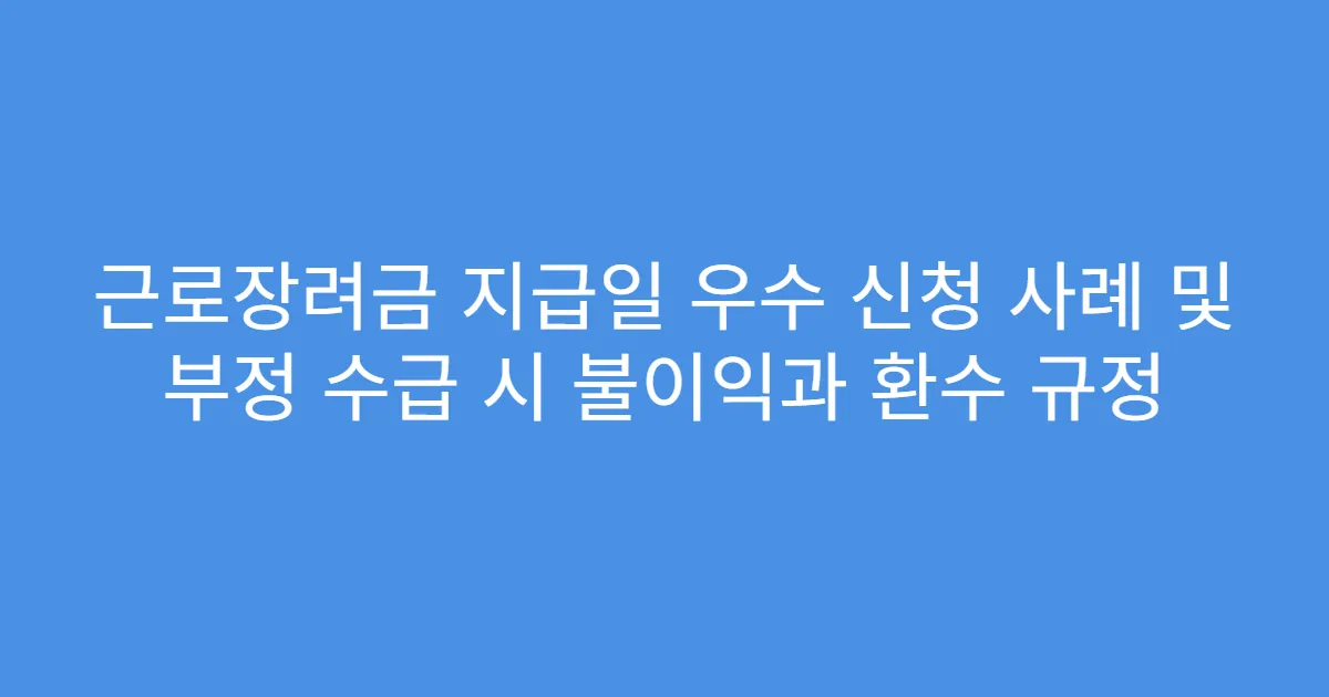 근로장려금 지급일 우수 신청 사례 및 부정 수급 시 불이익과 환수 규정