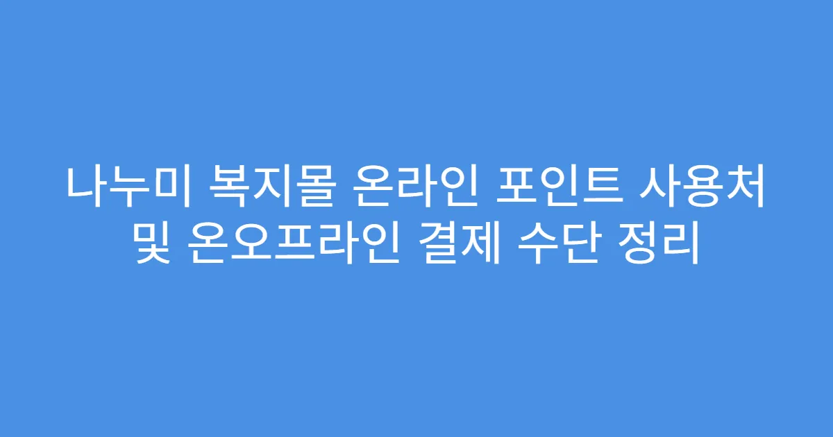 나누미 복지몰 온라인 포인트 사용처 및 온오프라인 결제 수단 정리