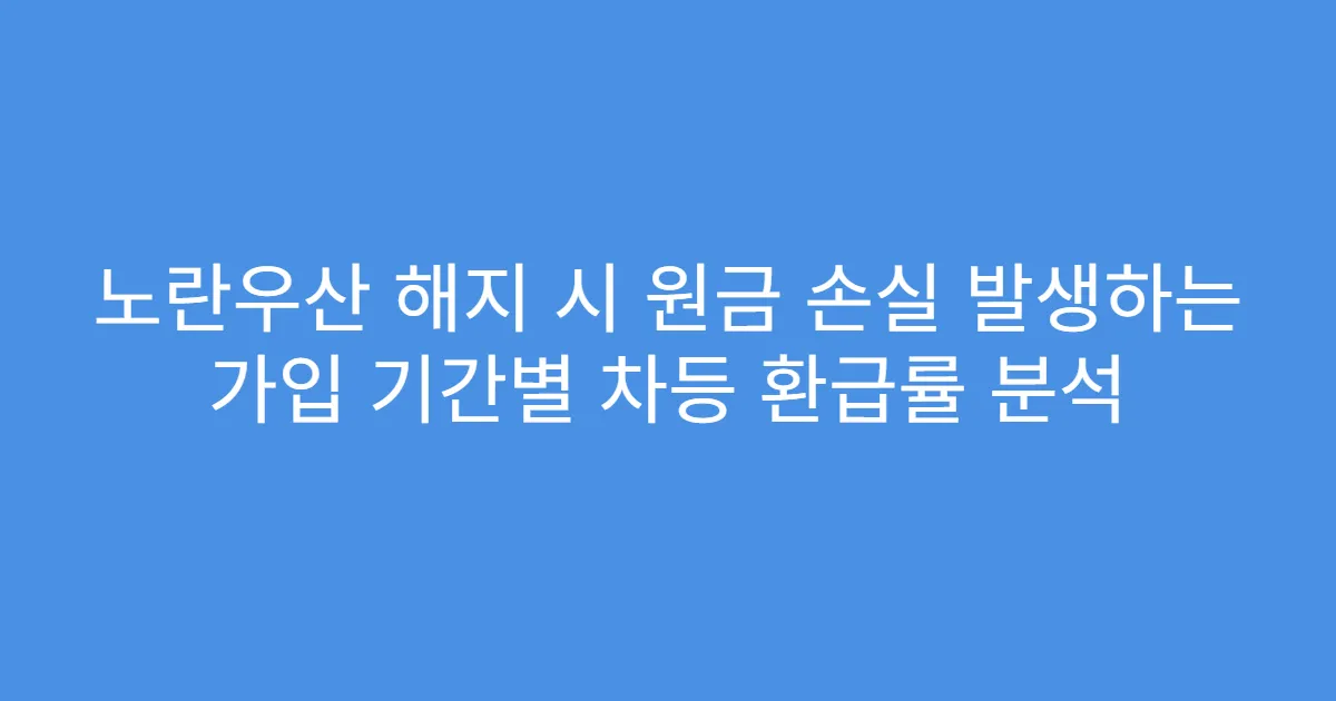 노란우산 해지 시 원금 손실 발생하는 가입 기간별 차등 환급률 분석