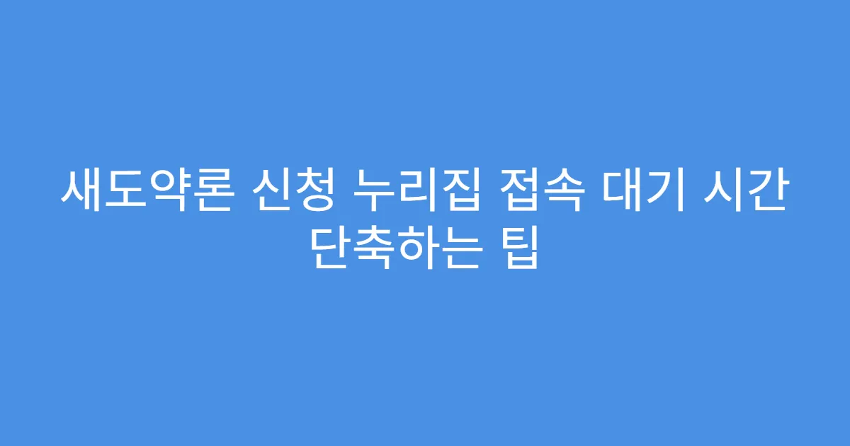 새도약론 신청 누리집 접속 대기 시간 단축하는 팁