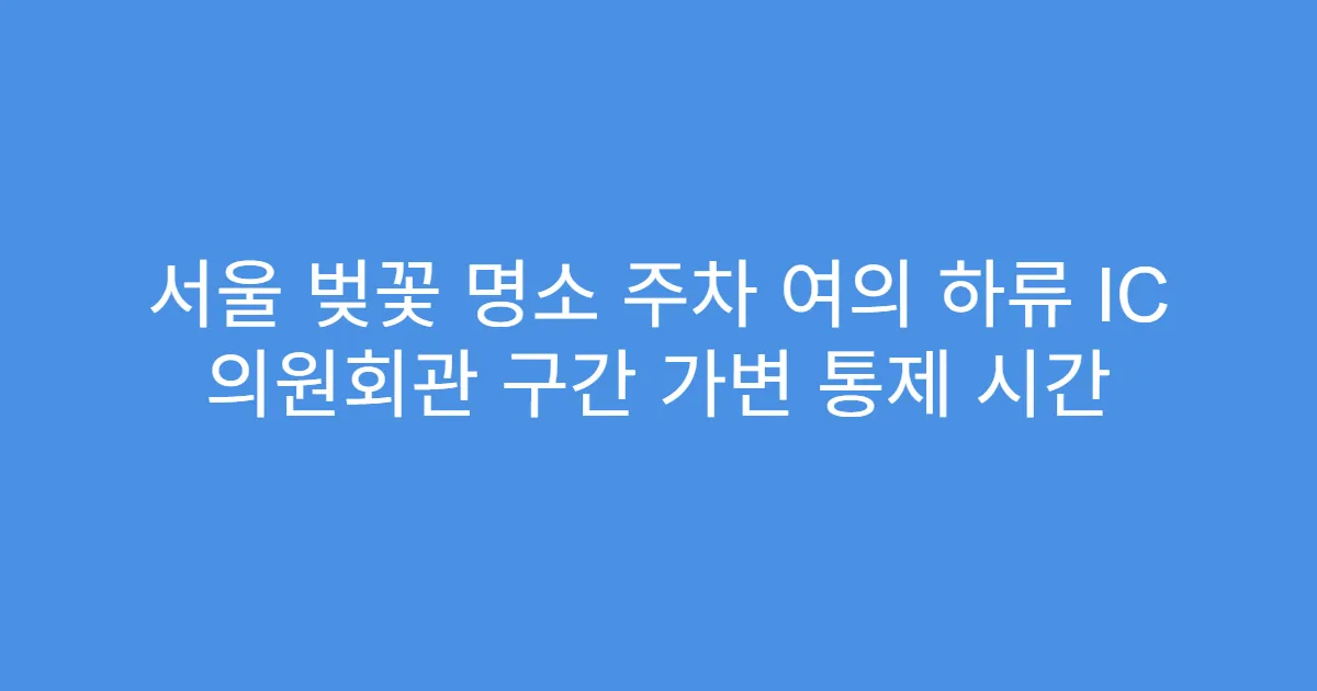 서울 벚꽃 명소 주차 여의 하류 IC 의원회관 구간 가변 통제 시간