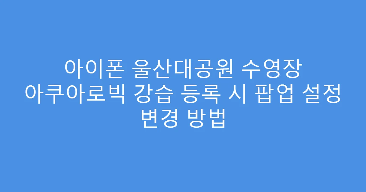 아이폰 울산대공원 수영장 아쿠아로빅 강습 등록 시 팝업 설정 변경 방법