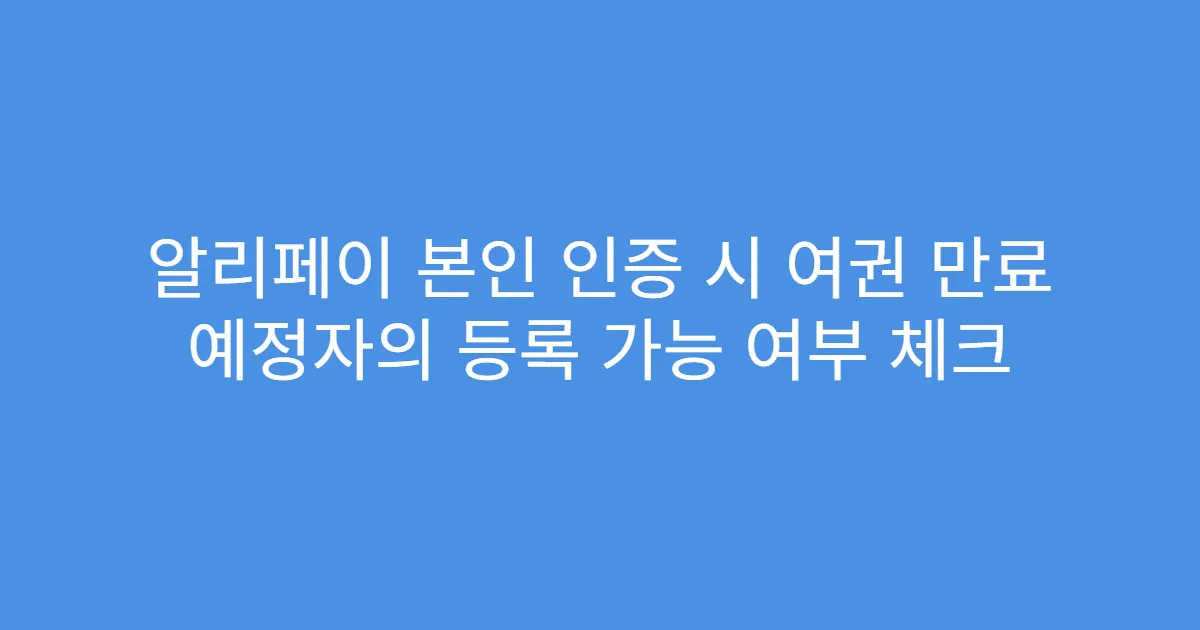 알리페이 본인 인증 시 여권 만료 예정자의 등록 가능 여부 체크