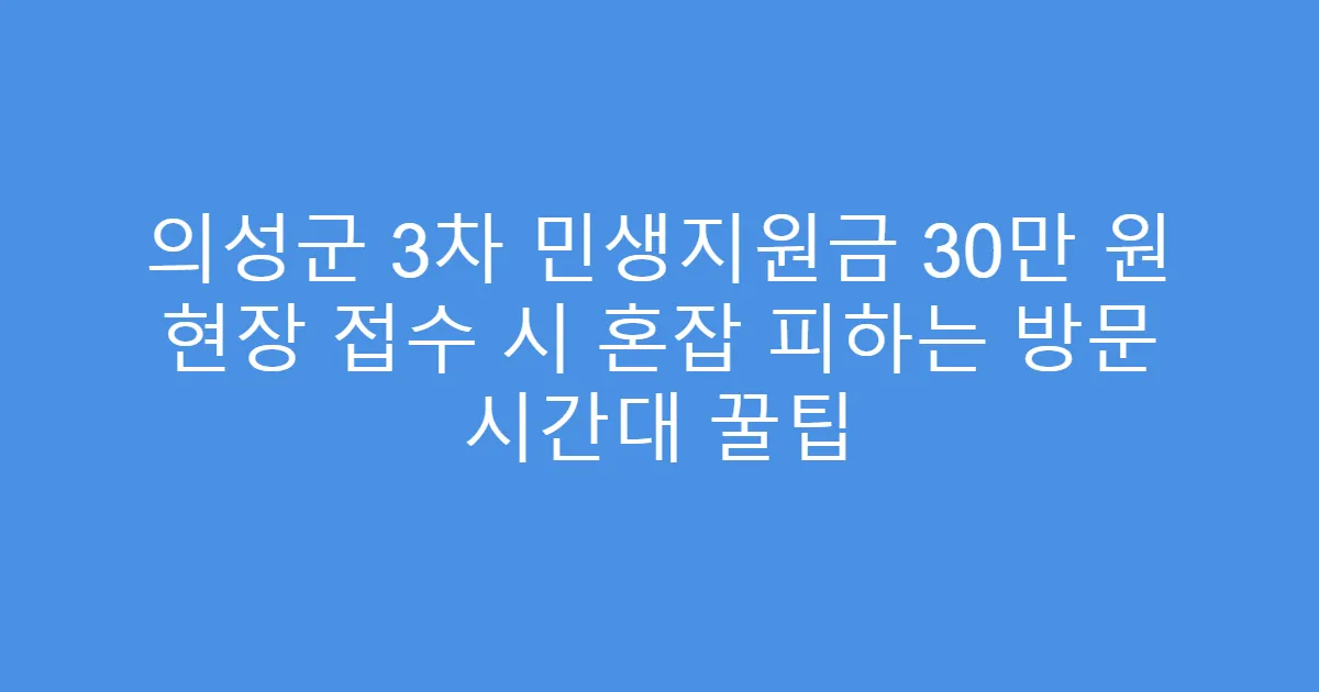 의성군 3차 민생지원금 30만 원 현장 접수 시 혼잡 피하는 방문 시간대 꿀팁