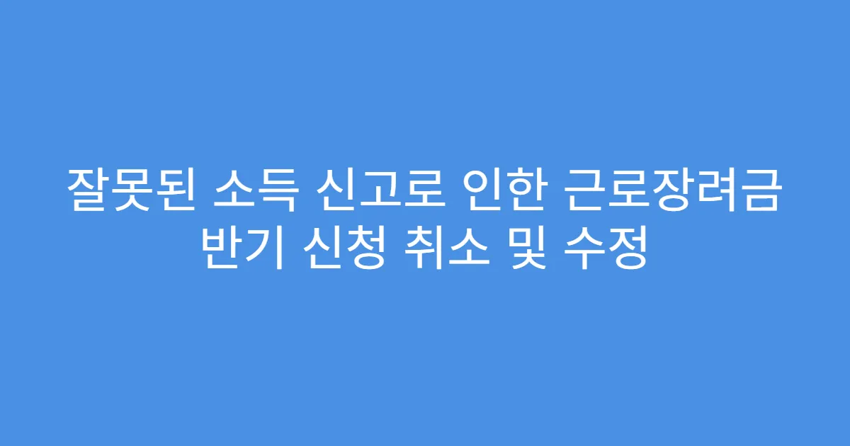 잘못된 소득 신고로 인한 근로장려금 반기 신청 취소 및 수정