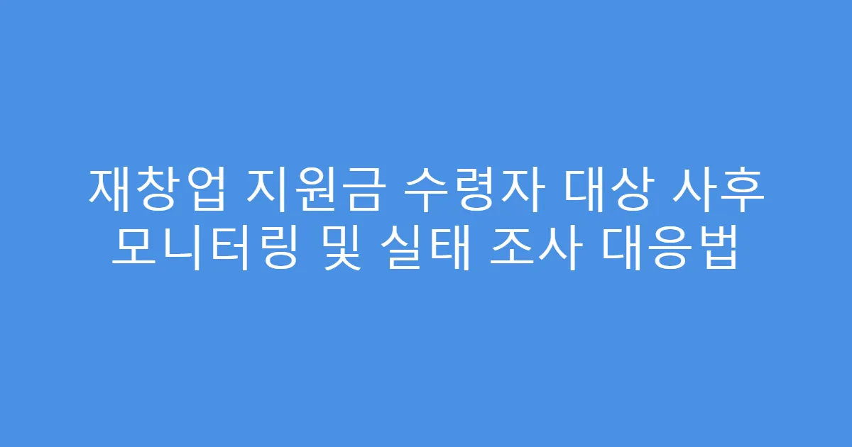 재창업 지원금 수령자 대상 사후 모니터링 및 실태 조사 대응법