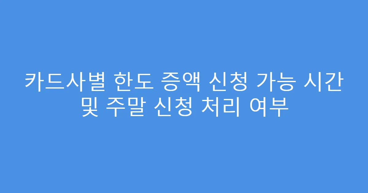카드사별 한도 증액 신청 가능 시간 및 주말 신청 처리 여부