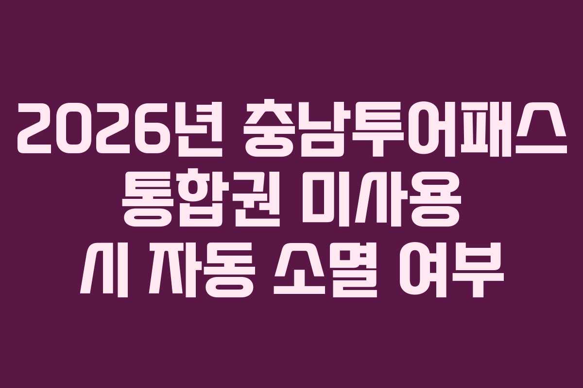 2026년 충남투어패스 통합권 미사용 시 자동 소멸 여부