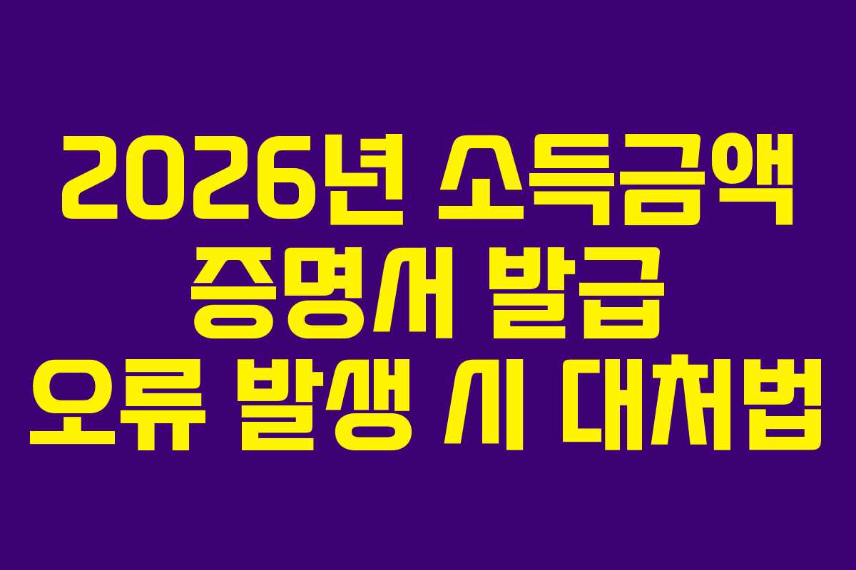 2026년 소득금액 증명서 발급 오류 발생 시 대처법
