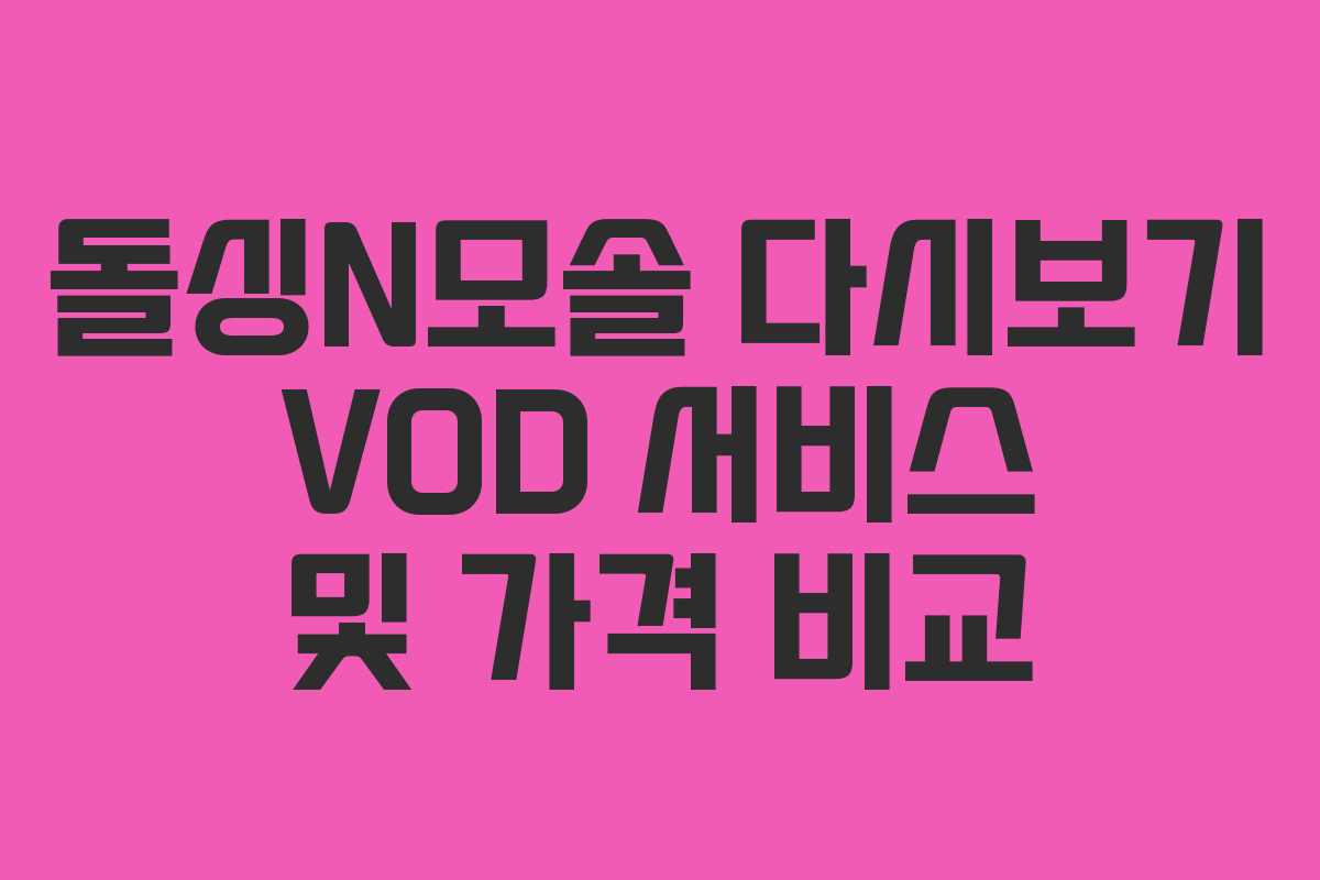 돌싱N모솔 다시보기 VOD 서비스 및 가격 비교