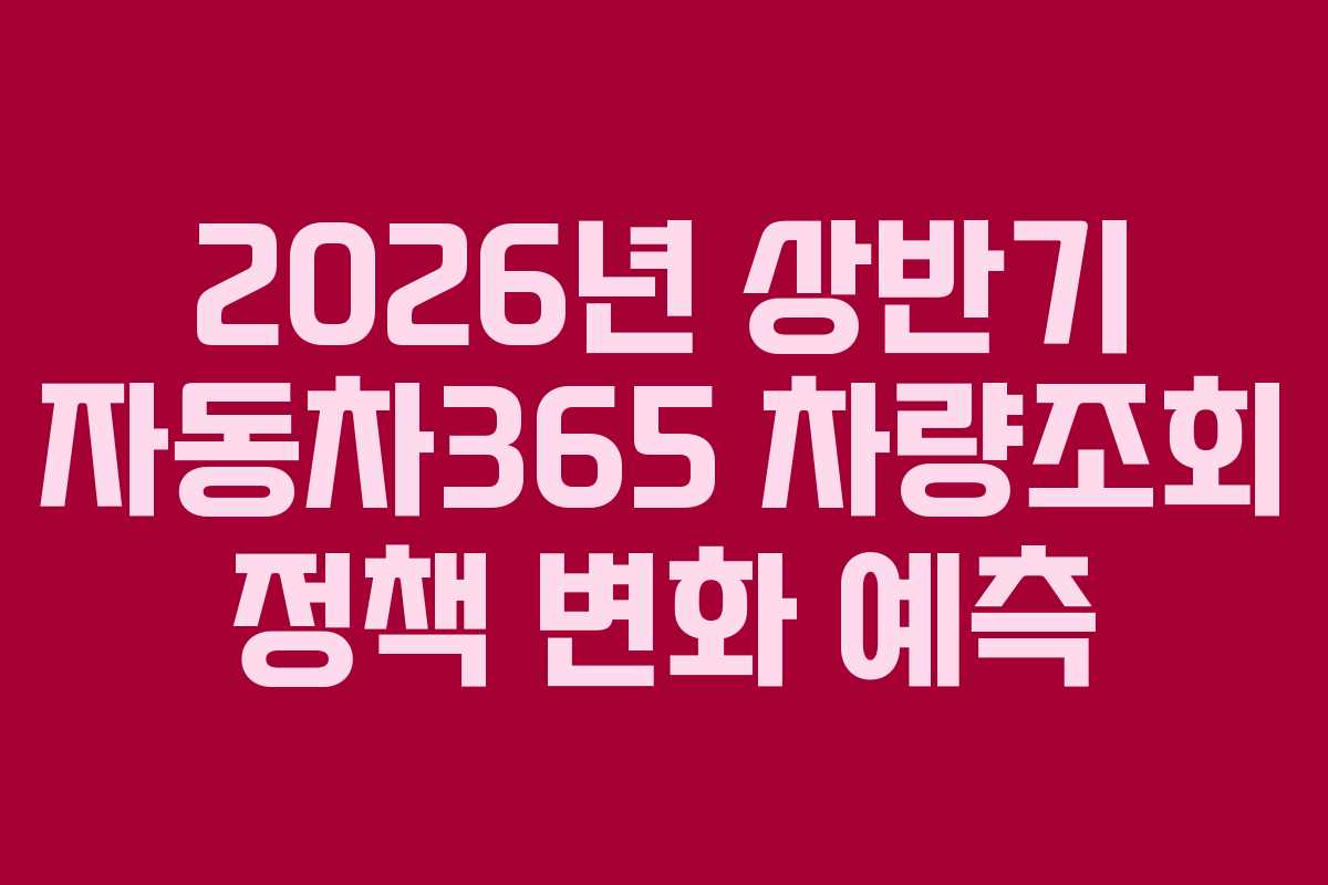 2026년 상반기 자동차365 차량조회 정책 변화 예측