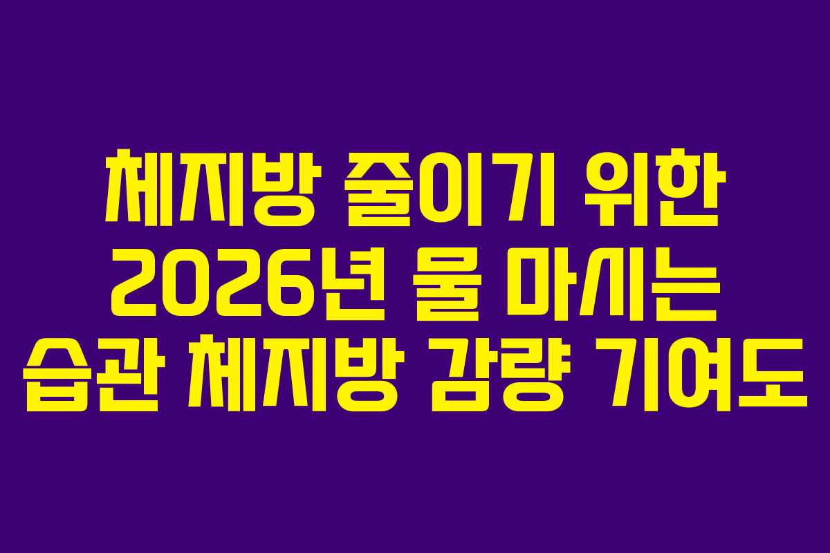 체지방 줄이기 위한 2026년 물 마시는 습관 체지방 감량 기여도