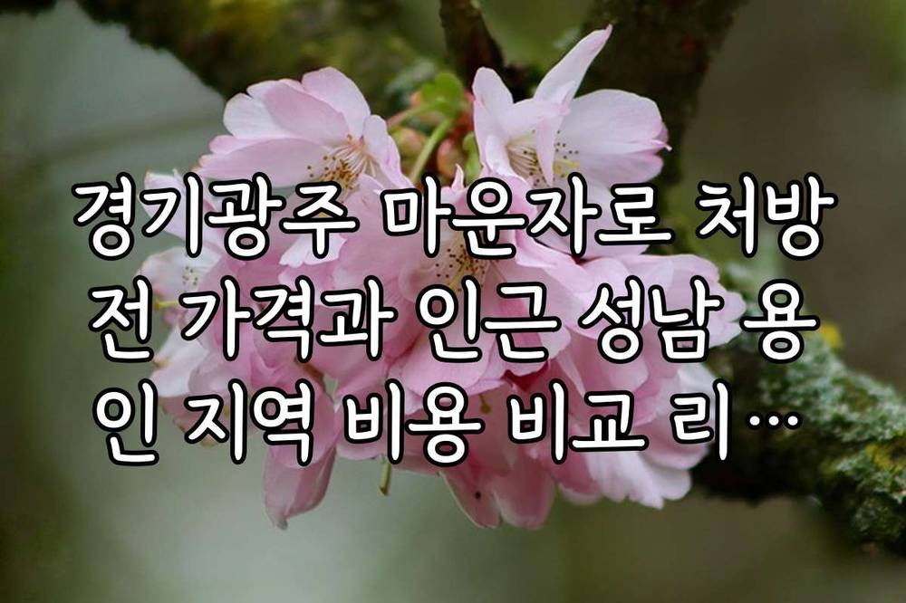경기광주 마운자로 처방전 가격과 인근 성남 용인 지역 비용 비교 리포트