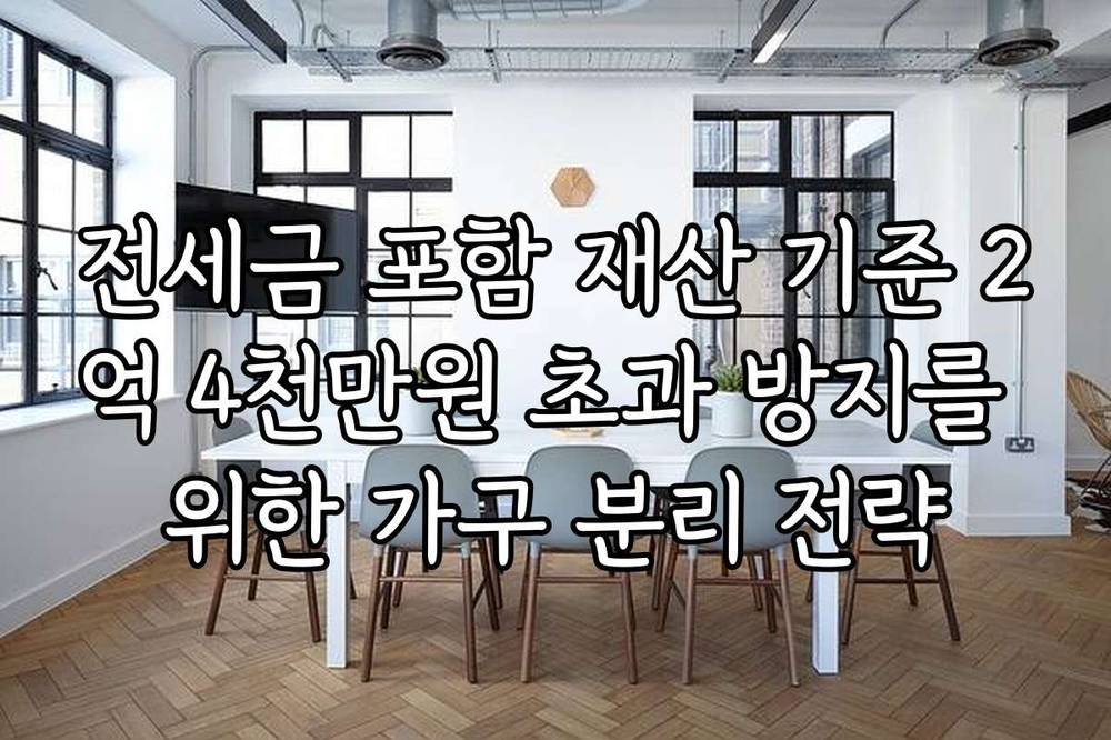 전세금 포함 재산 기준 2억 4천만원 초과 방지를 위한 가구 분리 전략