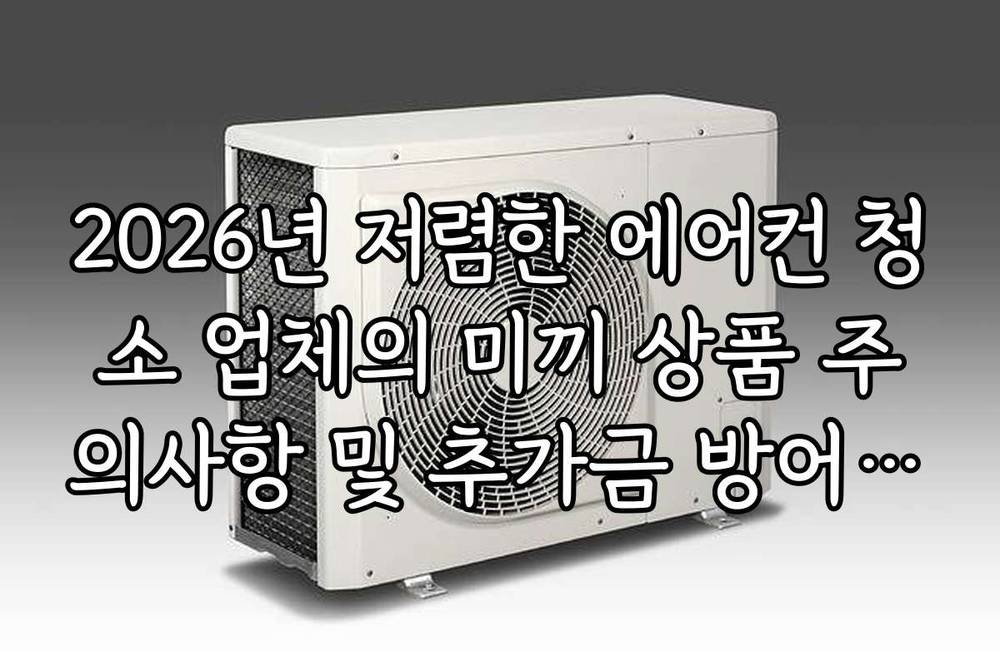 2026년 저렴한 에어컨 청소 업체의 미끼 상품 주의사항 및 추가금 방어 전략