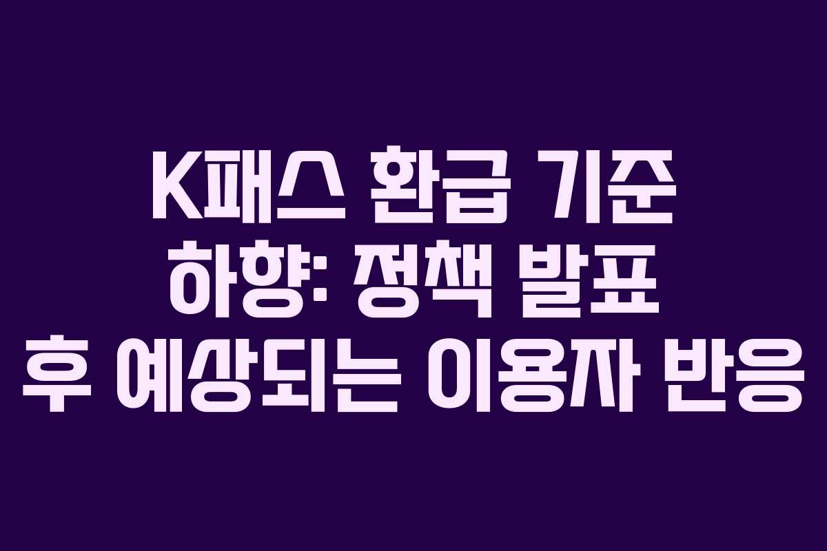 K패스 환급 기준 하향: 정책 발표 후 예상되는 이용자 반응