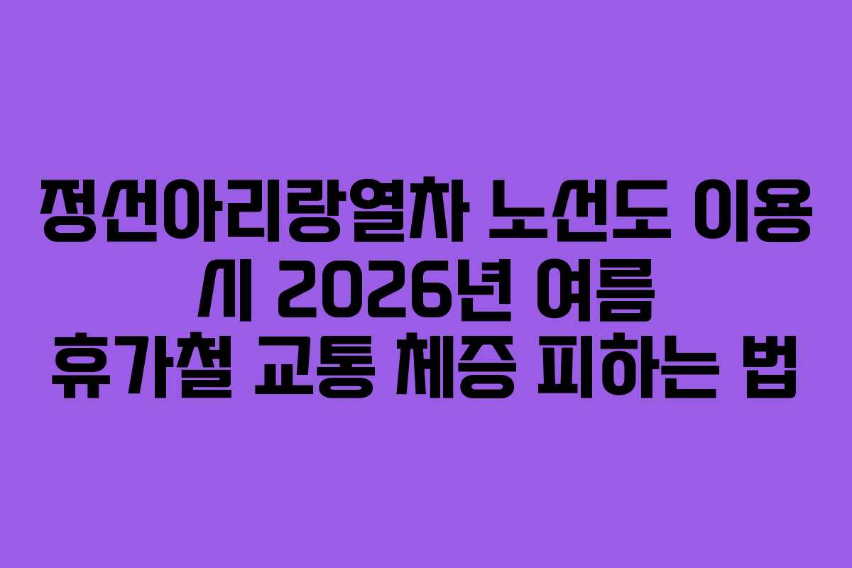정선아리랑열차-노선도-이용-시-2026년-여름-휴가철-교통-체증-피하는-법